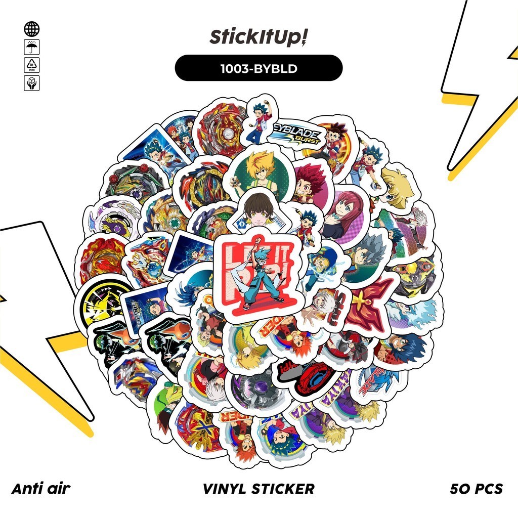

COD✨ 100 Pcs Stiker Pack Beyblade v2 Lucu Aesthetic Vynil Waterproof untuk Freebies Sticker Buku Journal Casing HP Laptop