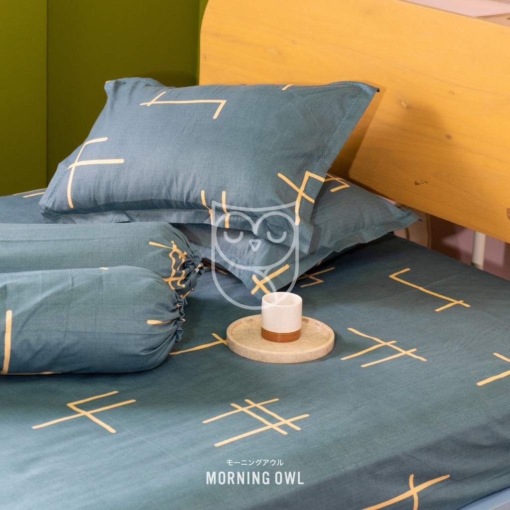 MORNING OWL LUX - Sprei Set Motif - Morning Owl Lux - 100% Mixed Cotton Collection (5in1) UK 180x200