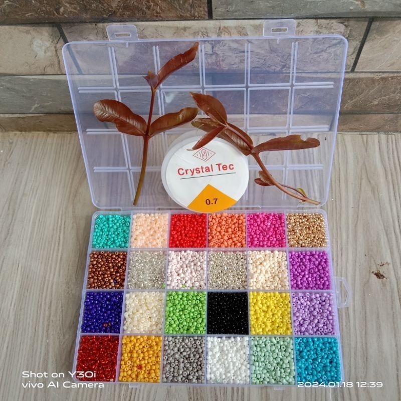 Manik shop BISA COD Manik Manik Pasir 1 Box - Manik2 Mote Payet Pasir 6/0 4MM Paket DIY (BONUS Tali 