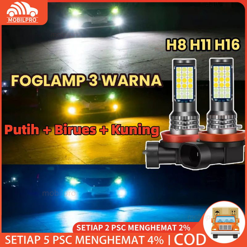LED FOGLAMP 3 WARNA H8 H11 H16 AVANZA XENIA CALYA SIGRA AGYA AYLA ERTIGA JAZZ BRIO ROCKY RAIZE YARIS