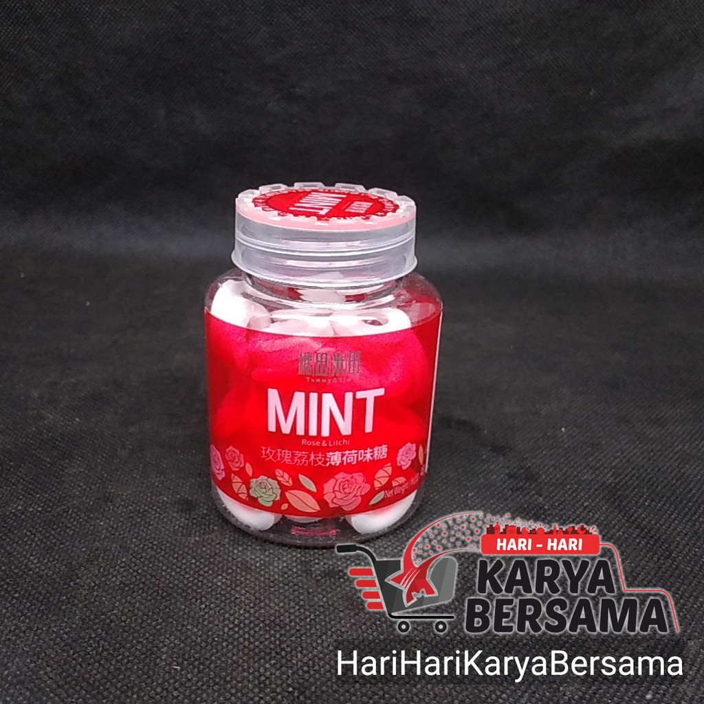 

TOMMY & TIM PERMEN ROSE LITCHI SUGAR MINT TABLET CANDY 45GR