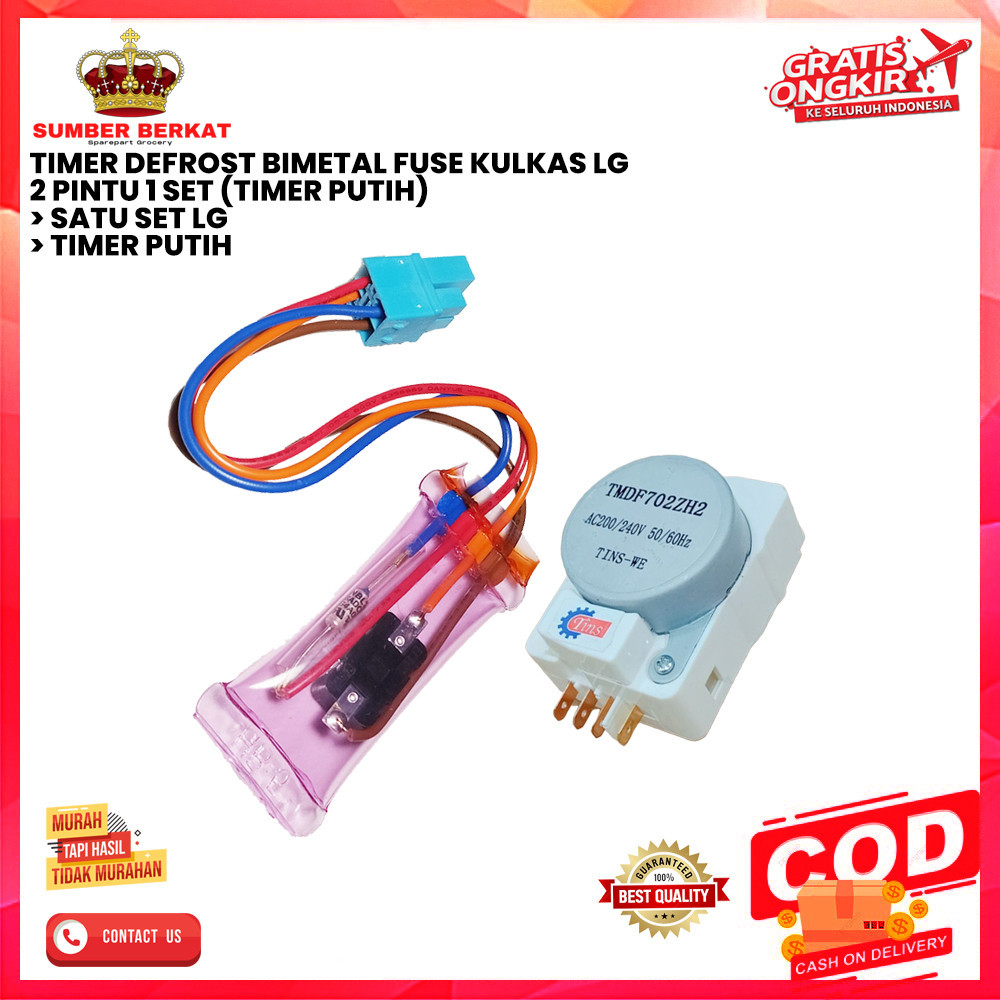 TIMER DEFROST BIMETAL FUSE KULKAS LG 2 PINTU 1 SET (TIMER PUTIH) [SB]