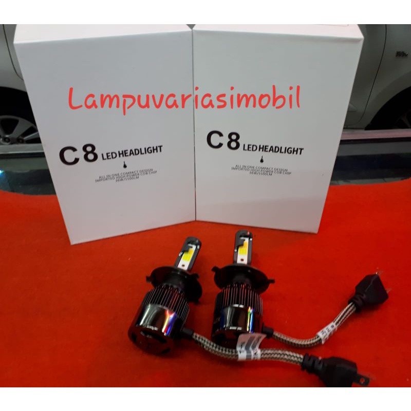 LED MOBIL 3 COLOR WARNA H4 C8.WATERPROOF BISA KEDIP 2WARNA headlamp