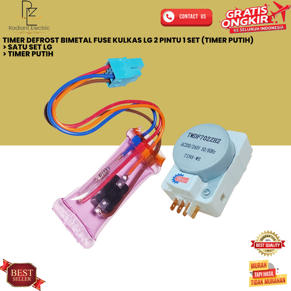 TIMER DEFROST BIMETAL FUSE KULKAS LG 2 PINTU 1 SET (TIMER PUTIH)