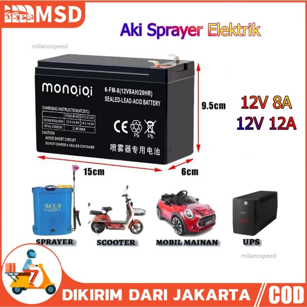 Aki Kering Original 12V 12AH / Aki Sprayer Elektrik 12v 12ah / Aki Battery12V 8Ah / Aki Kering Spray