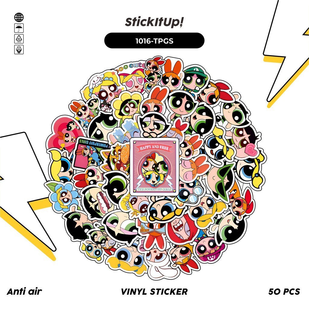 

COD✨ 100 Pcs Stiker Pack The PowerPuff Girls v2 Lucu Aesthetic Vynil Waterproof untuk Freebies Sticker Buku Journal Casing HP Laptop