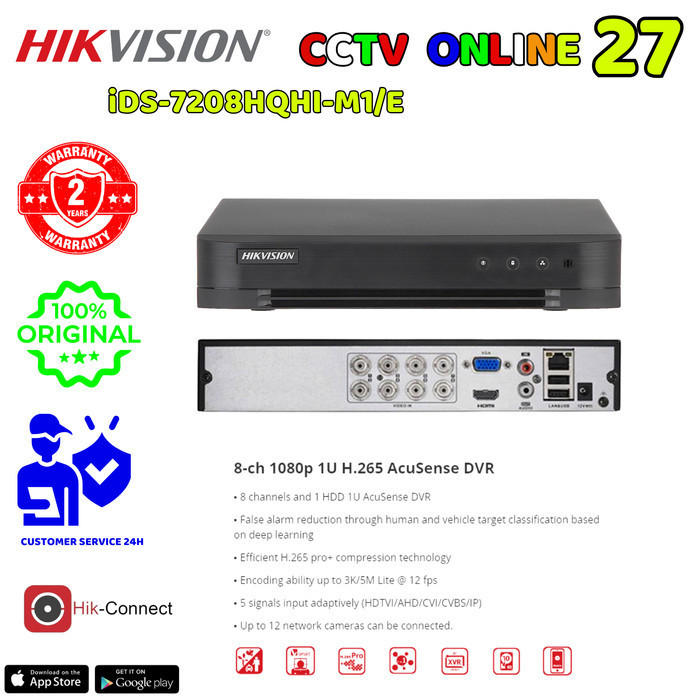 DVR HIKVISION iDS 7208HQHI M1 E / iDS-7208HQHI-M1/E DVR 8 CHANNEL
