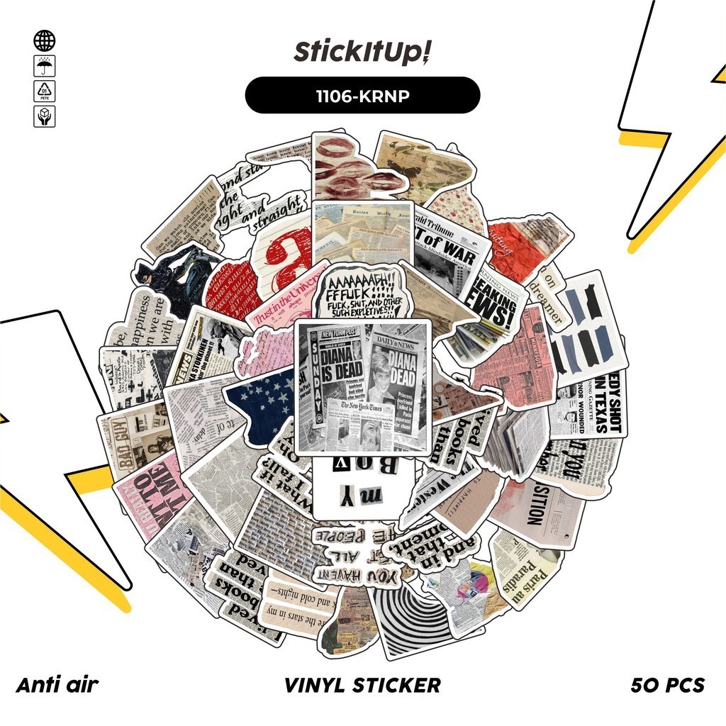 

COD✨ 100 Pcs Stiker Pack Koran Magazine v2 Lucu Lucu Aesthetic Vynil Waterproof untuk Freebies Sticker Buku Journal Casing HP Laptop