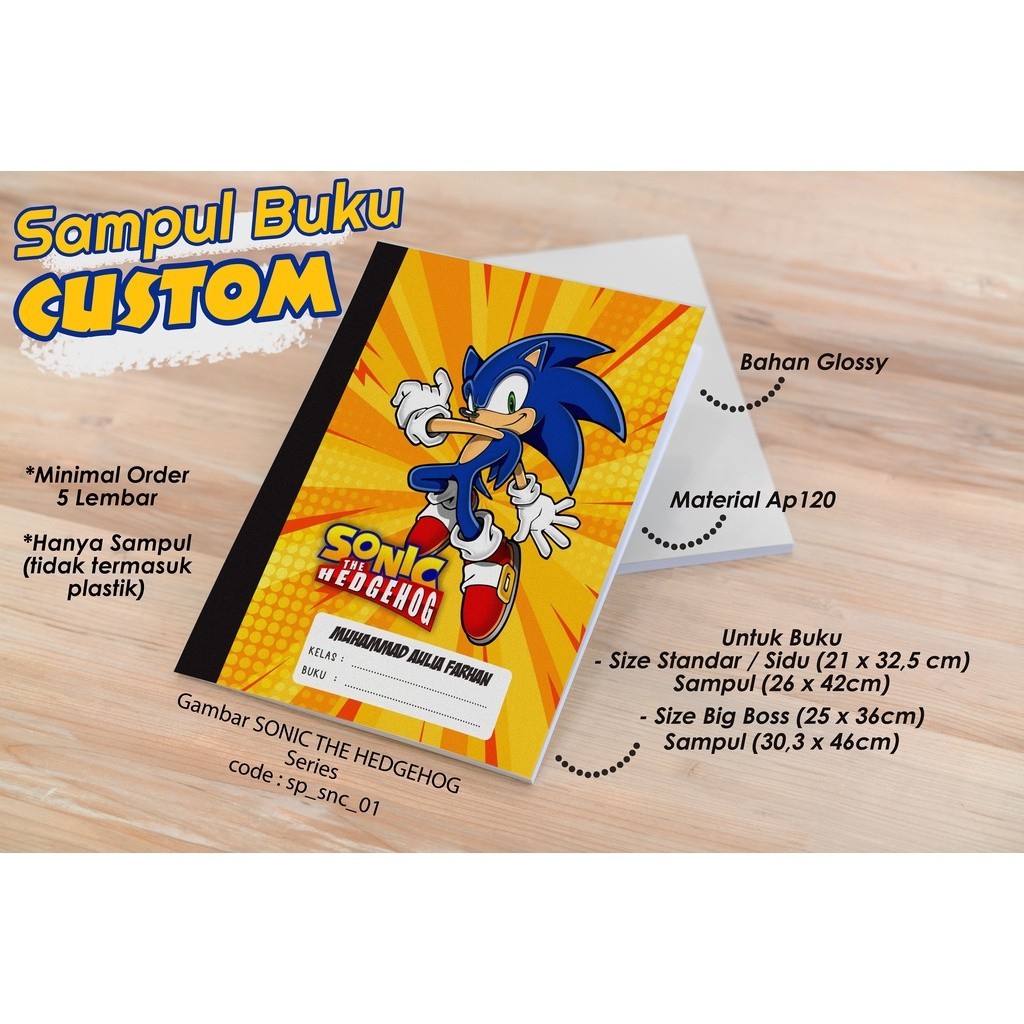 

Custom Sampul Buku Desain SONIC / Sampul Buku Tulis Bebas Desain Bisa Pakai Nama