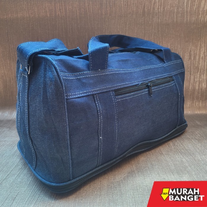tas selempang pria kekinian Tas Selempang Pakaian Travel Mudik Pria Wanita Bahan Jeans Denim Jumbo