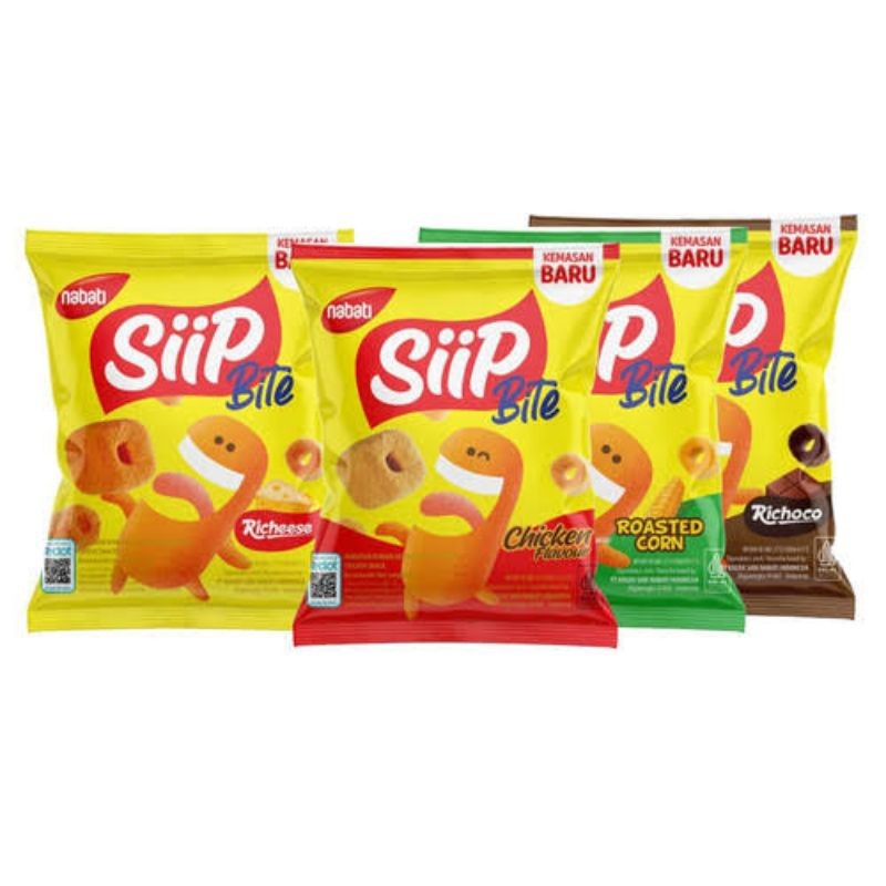 

Nabati Siip Bite Kemasan 62gr Makanan Ringan Rasa Chiken Flavour, Cheese, Choco, Roasted Corn, Cocopandan