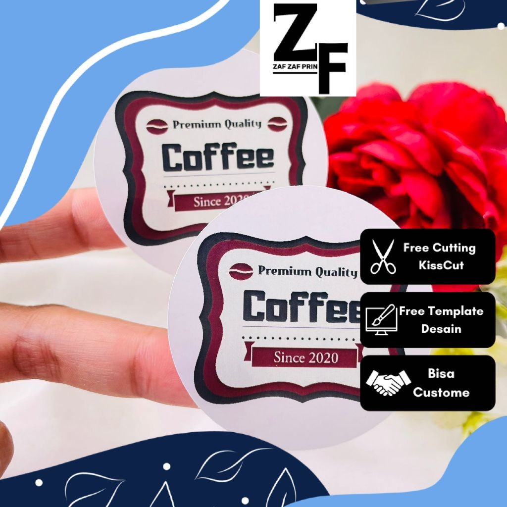 

ZAF 2-4 Sticker Label Bulat Tema Kopi Stiker Minuman Coffe Free Desain Custom Logo Coffee