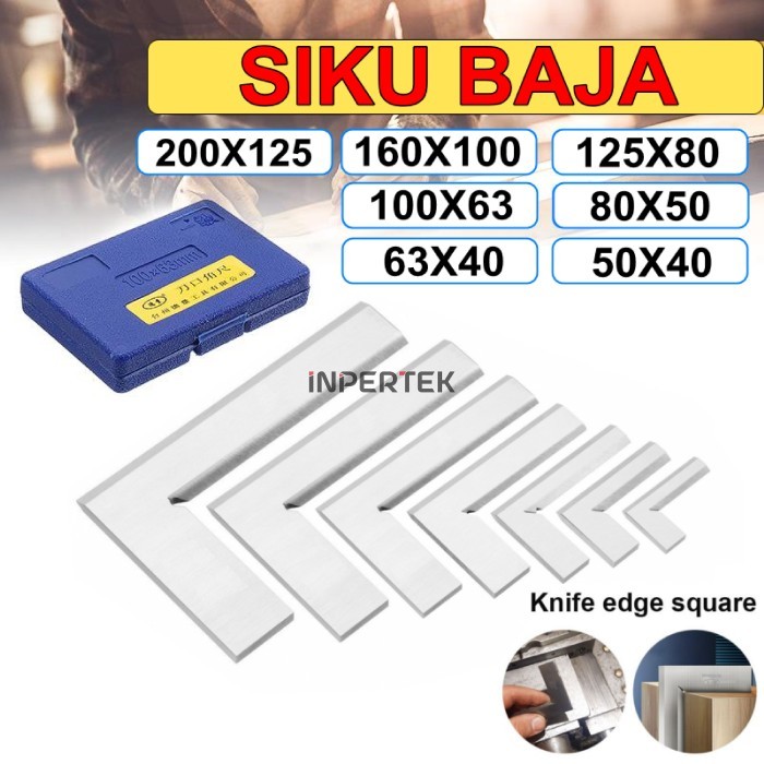 

YM99 Siku Baja 200X125 Penggaris Besi 120 X 125 mm Mistar Knife Edge