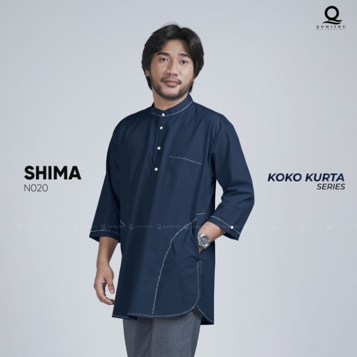 Baju Koko Kurta Pria Baju Muslim Pakistan Shima Ukuran M - XXL - Navy, 3XL