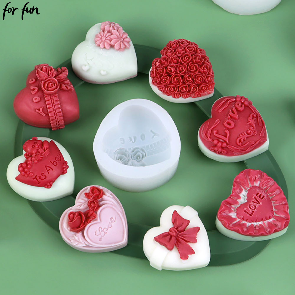 

For Fun Heart shaped Silicone Mold DIY Aromatherapy Candle Mold Handmade Soap Plaster Cake Chocolate Baking Tool Gift Decoration