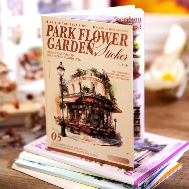 

20pcs garden flower field dual material sticker book handbook pack DIY decorative landscape bottom Stationery 175*108mm
