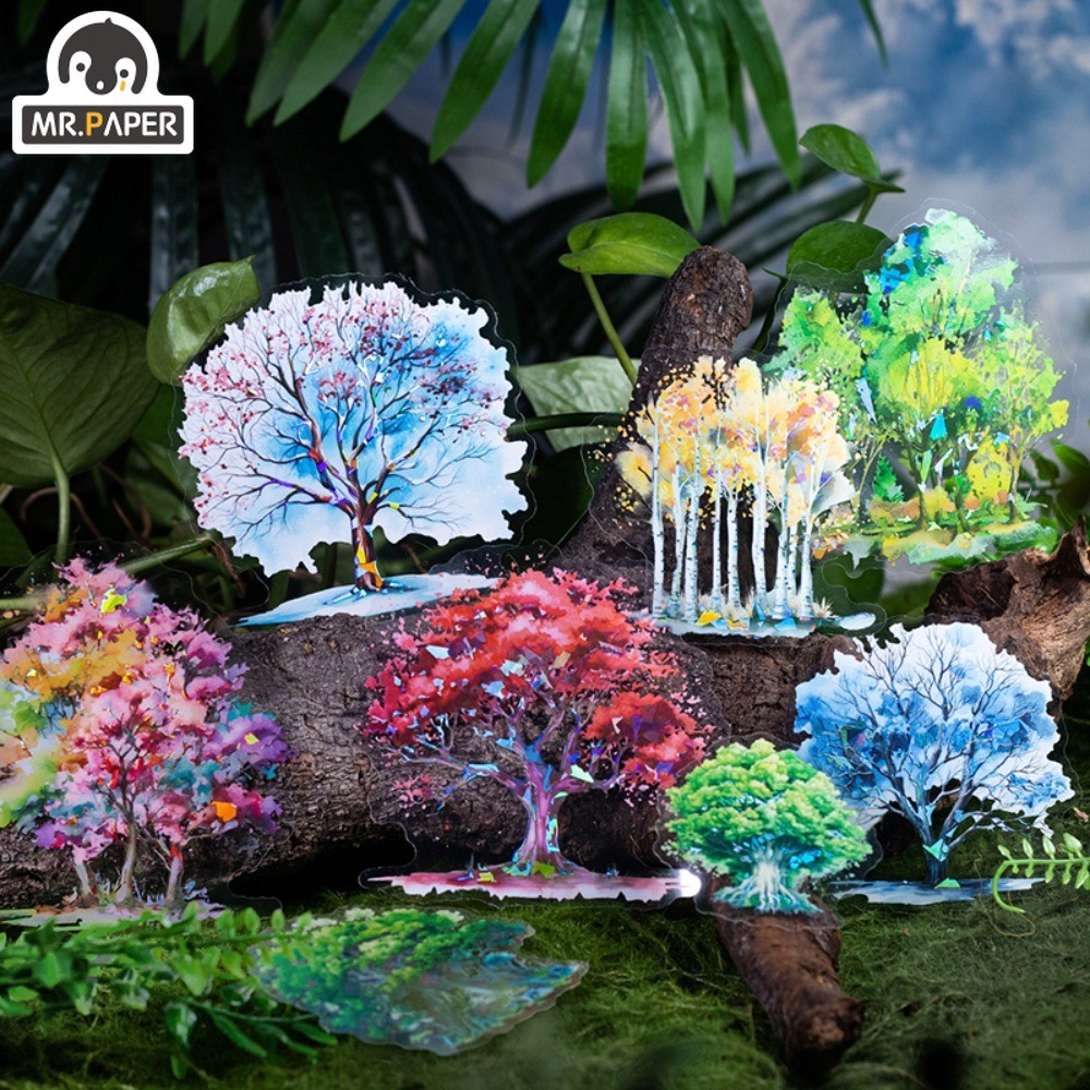

Mr. Paper 10pcs/pack Tree Theme Ins Style Colorful Sticker DIY Waterproof Collage Decoration Handbook Material Stationery