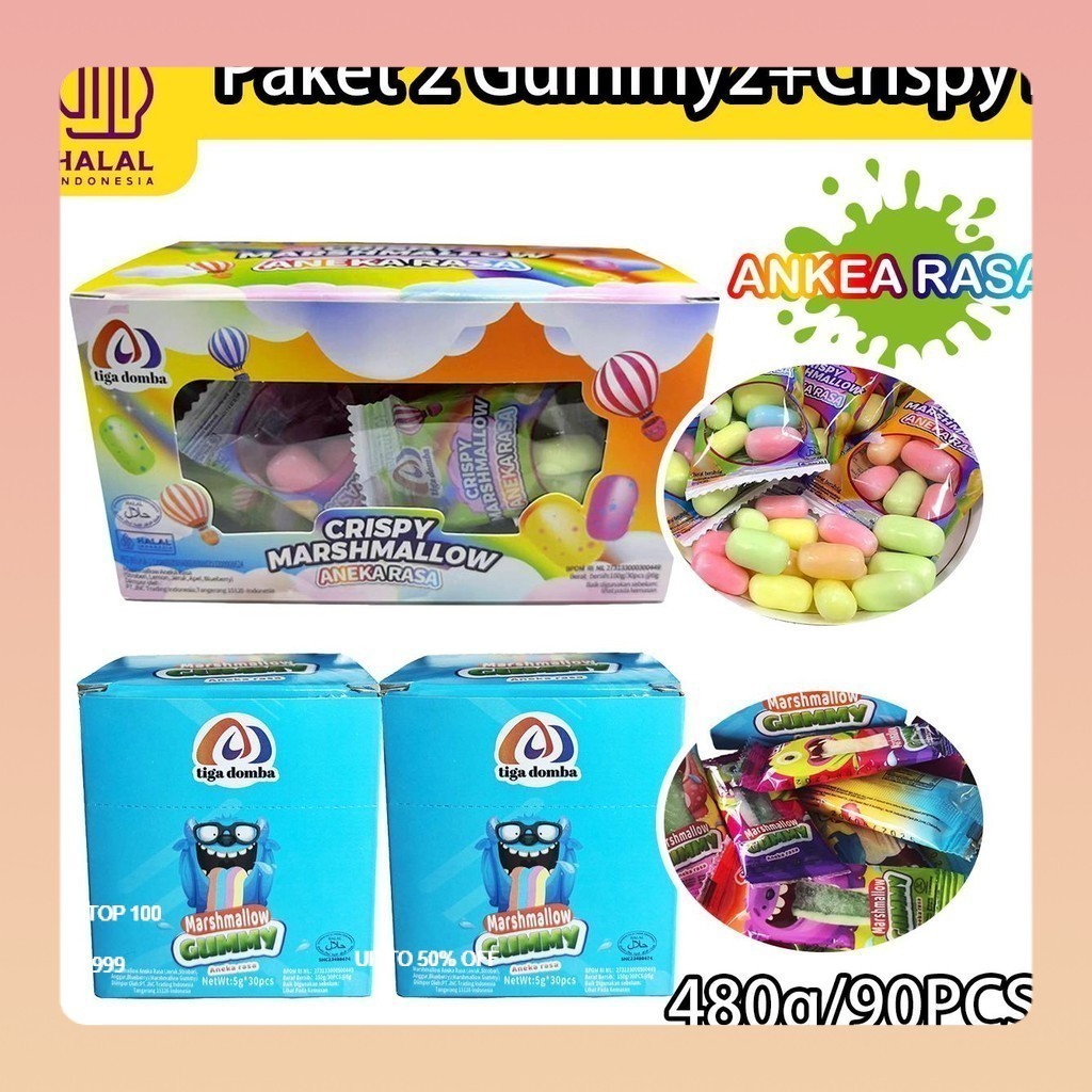 

[Pengiriman 24 jam] Halal Paket 3-in-1 Pilihan Marshmallow Permen Crispy Rasa Buah yang Segar Camilan Halal yang Sehat