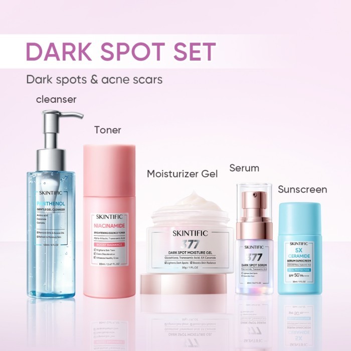 SKINTIFIC 5pcs Paket Syswhite 377 Dark Spot Skincare Set Glowing