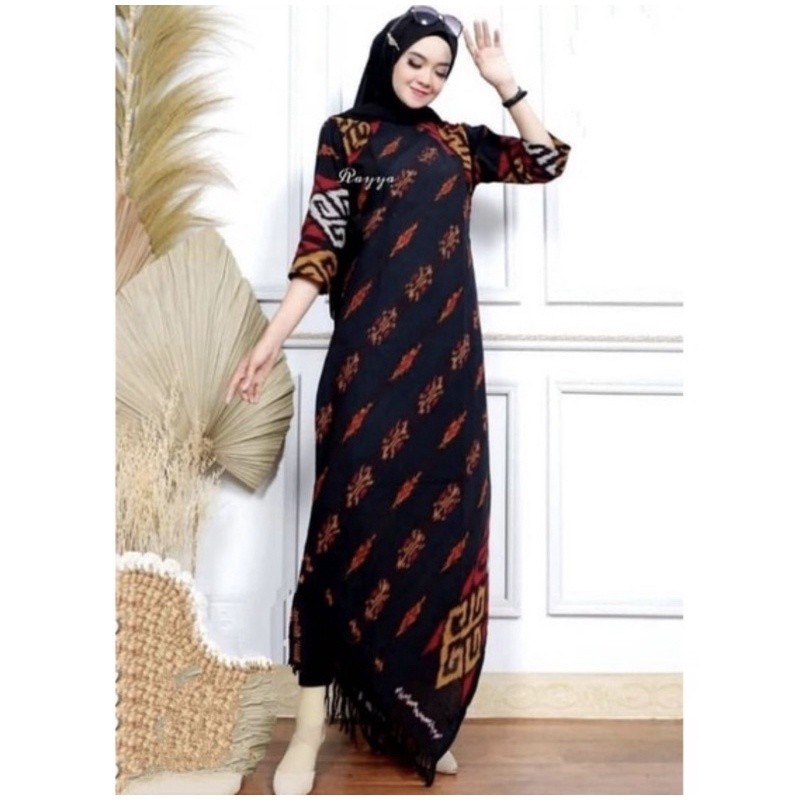 [PROMO MURAH] tunik tenun motif Toraja black gold + free masker
