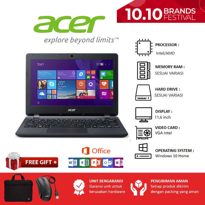 NOTEBOOK ACER ASPIRE 12 INCH RAM 4GB WINDOWS 10