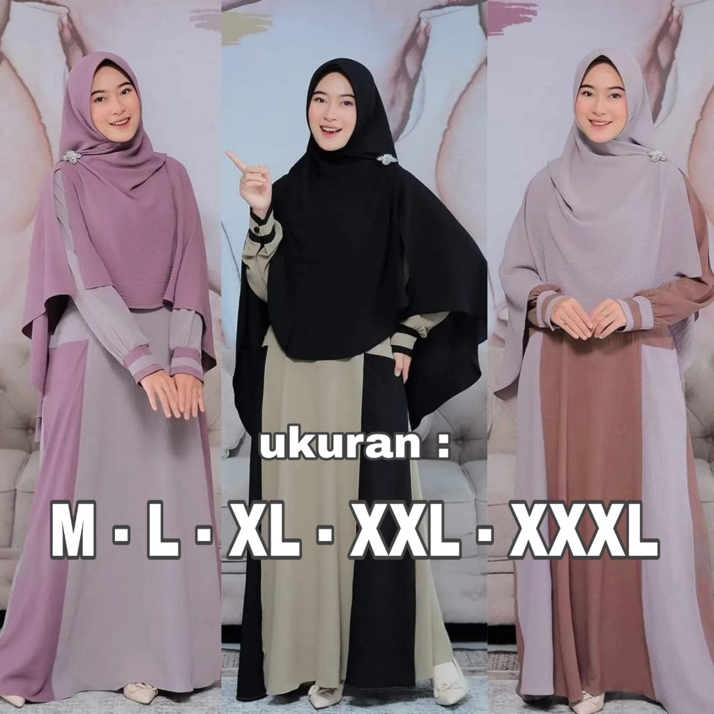 ON23EW GAMIS JUMBO BAHAN CRINGKLE AIRFLOW PREMIUM SET KHIMAR / COD BAYAR DITEMPAT / GAMIS MURAH SET 