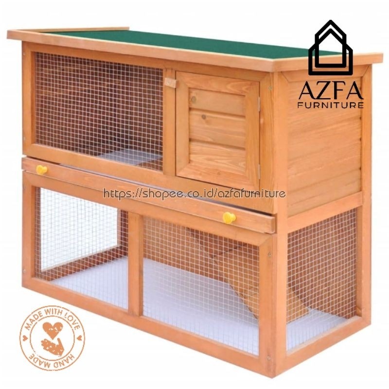 Kandang Kelinci Kayu Mini Tingkat | Rumah Kelinci Indoor Outdoor