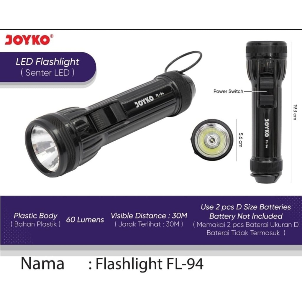 Senter Rumah / Kemping Swat Model BESAR LED FL-94 / Flashlight LED JOYKO F94 Original Product