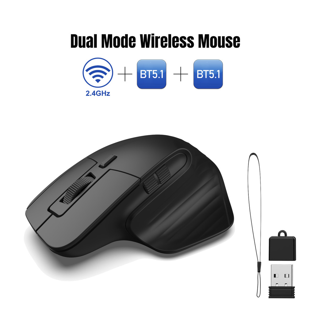 

T16 Dual Mode Mini Mute Mouse 2.4G+BT5.1 Portabl Wireless Mouse 4800dpi Adjustable for Laptop And desktop computers