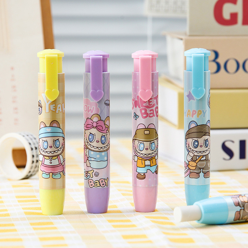 

HYPE N FANCY Karet Penghapus Cetek Setip LABUBU Stip Mekanik Lablaubu lubabu the monster popmart Imut Cute Favorit Anak Eraser Fancy