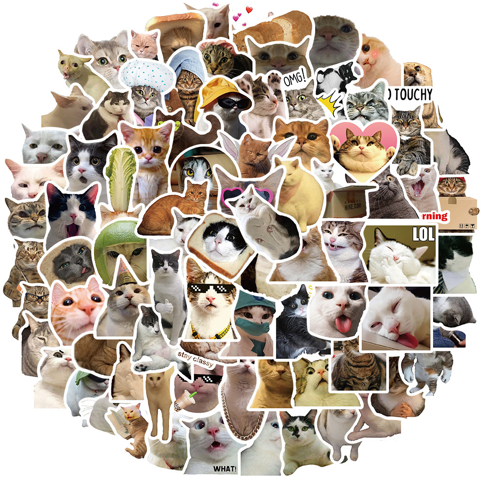 

Stiker Printing Ekspresi Kucing Yang Lucu Untuk Papan Luncur/buku Harian/laptop/sticker Helm Tahan Air Vinil/hp Casing
