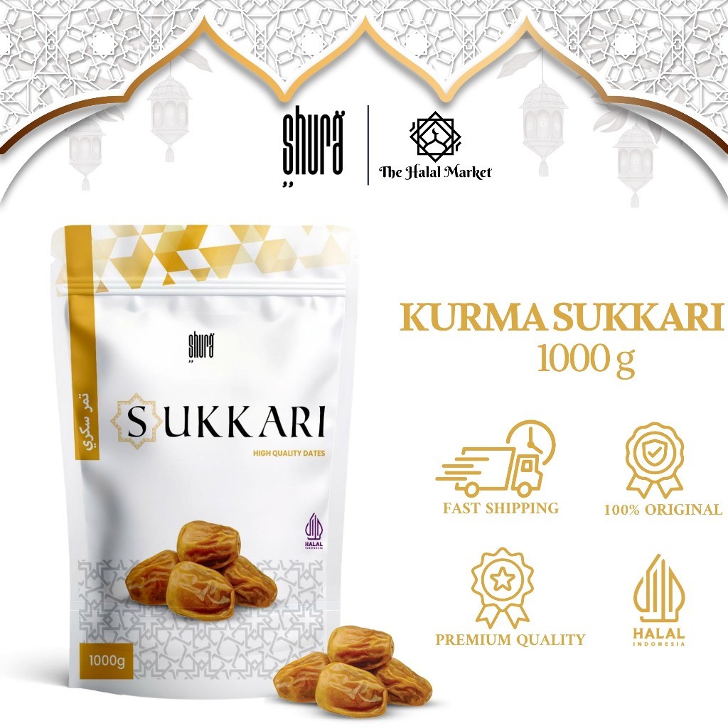 

Shura Kurma Sukkari Kurma Raja Pouch 1kg High Quality