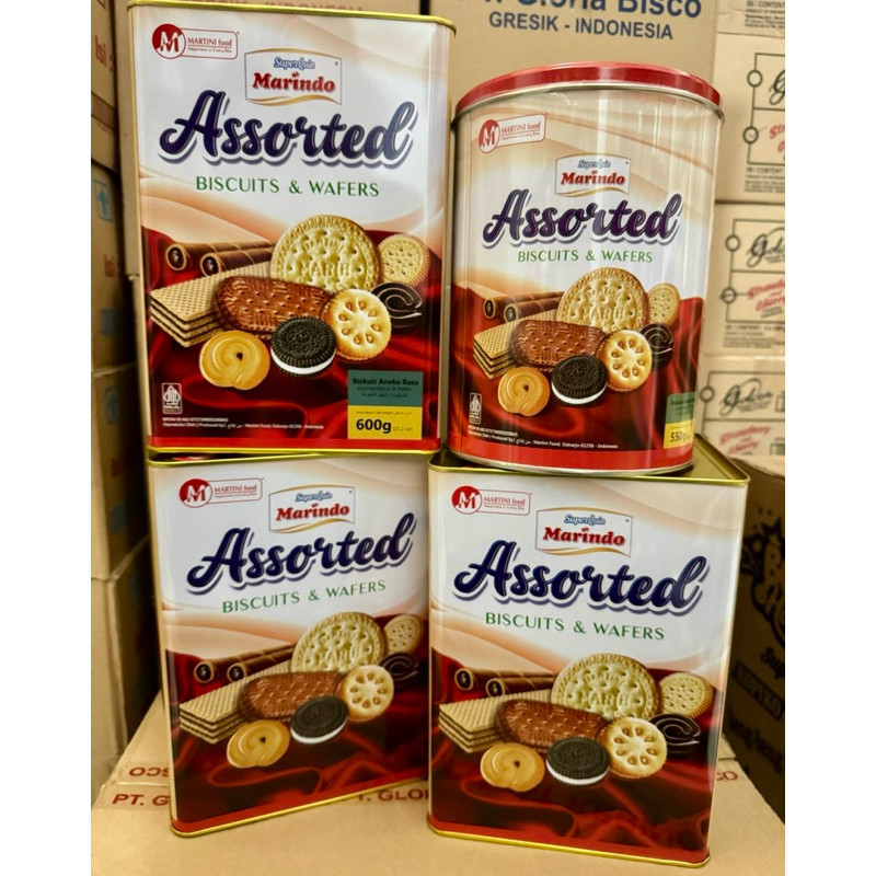 

Marindo Assorted Kaleng Segi 600gr / Bulat 550gr 1 Karton Isi 6 Exp 2026 pusat grosir murah meriah
