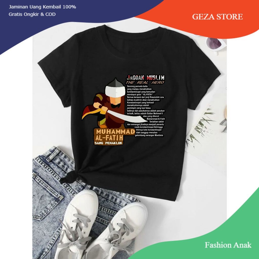 GZSTORE Tshirt Anak Muhammad AL Fatih Motif Muslim Islami Keren Unisex Usia 1-10 Thn Fashion Kids