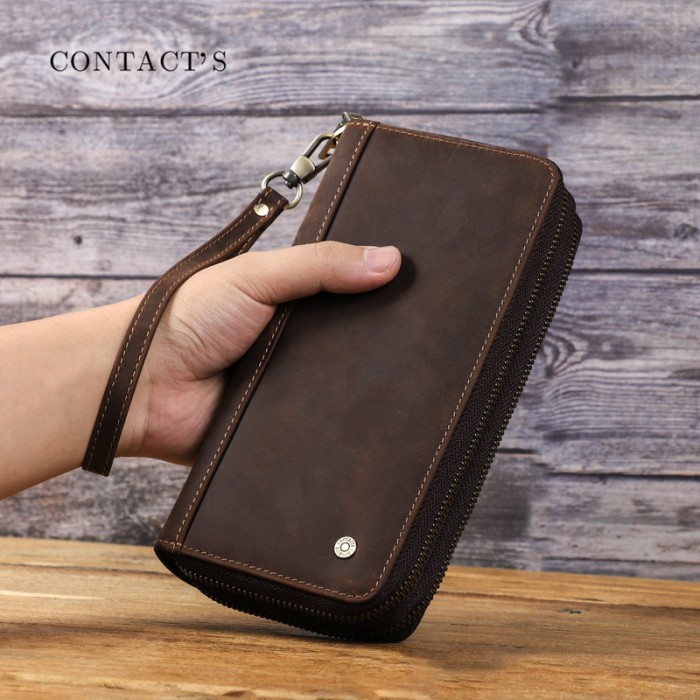 Contact's Clutch Dompet Hand Bag Pria Crazy Horse Kulit Asli HP