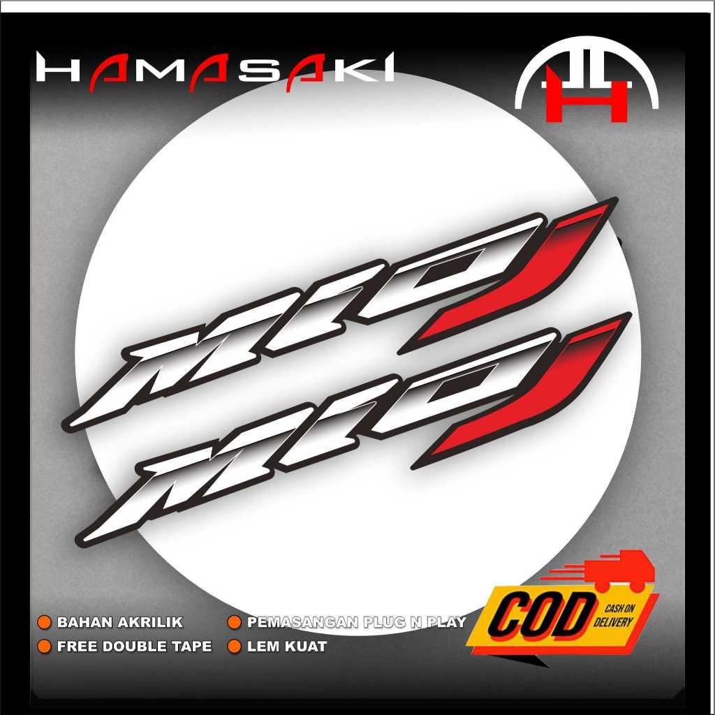 2PCS Emblem MIO J Timbul 3D Logo MIO J Emblem MIO Timbul Logo MIO Sporty Stiker Striping MIO J