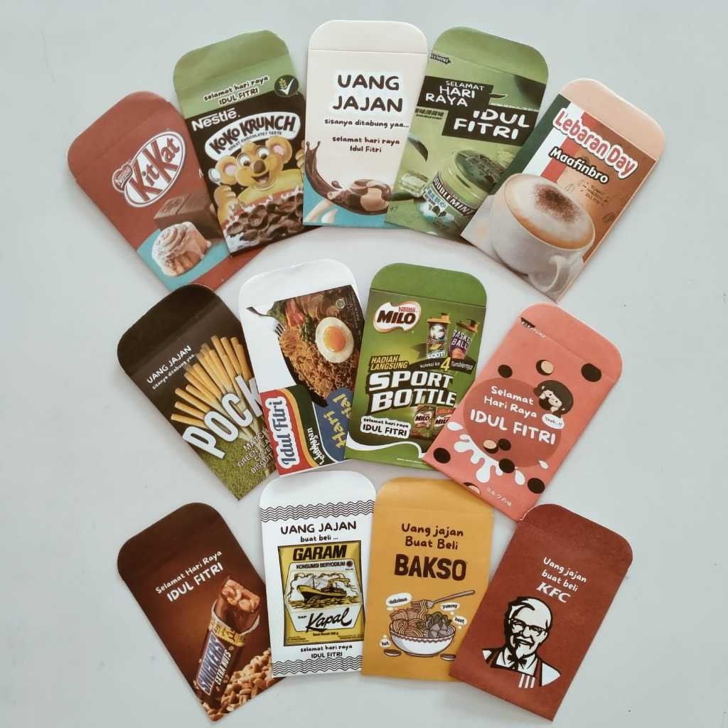 

AMPLOP LEBARAN 2025 UNIK LUCU MOTIF UANG JAJAN SNACK UKURAN MEDIUM 5cm x 9cm