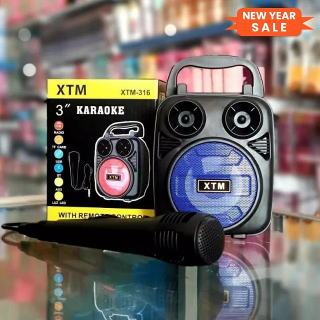 XTM 316 Speaker Bluetooth Speaker Mic Karaoke Wireless Portable Music Karaoke XTM-316