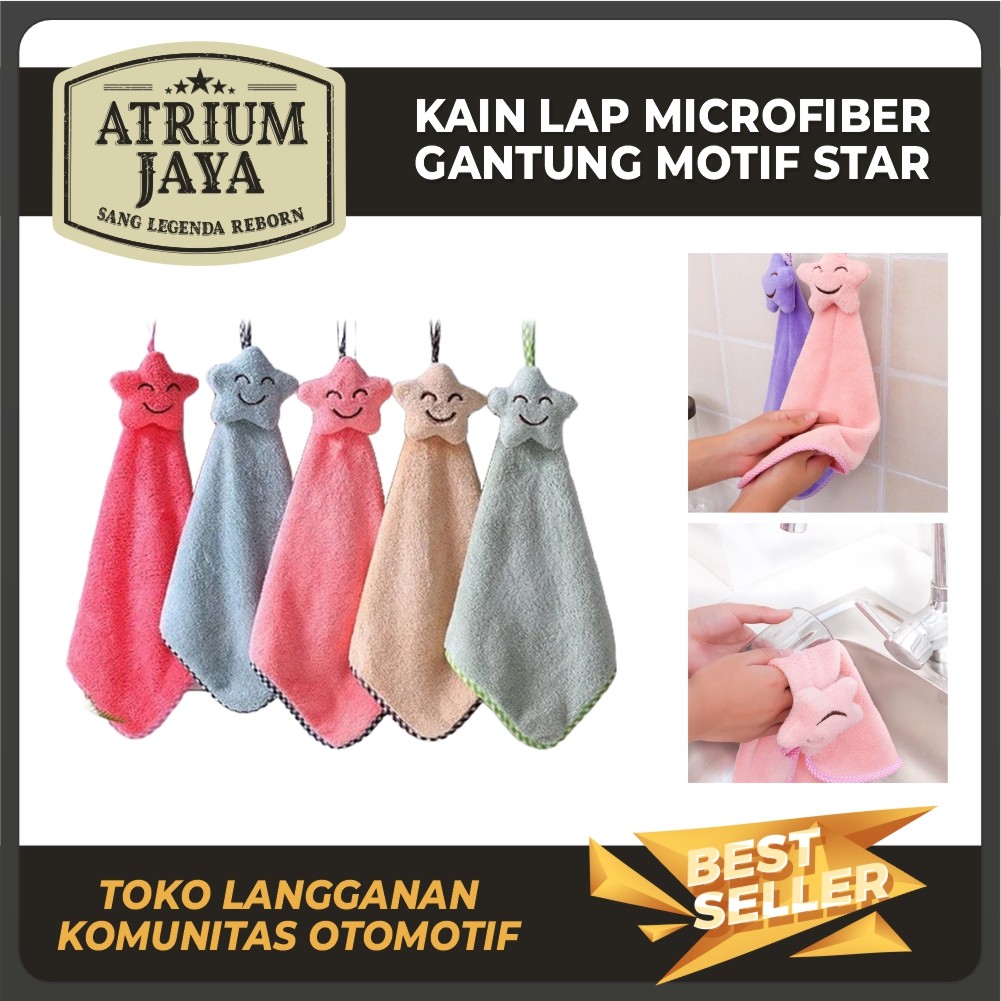 Atrium Jaya | LAP TANGAN Microfiber Gantung / Kain Lap Gantung Microfiber motif STAR