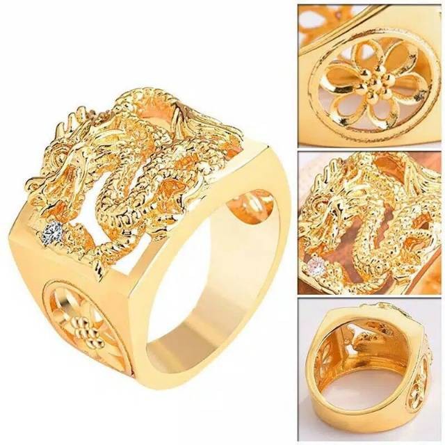CINCIN NAGA EMAS PLATED 3D | CINCIN PRIA EMAS NAGA VINTAGE TQR-C.8A