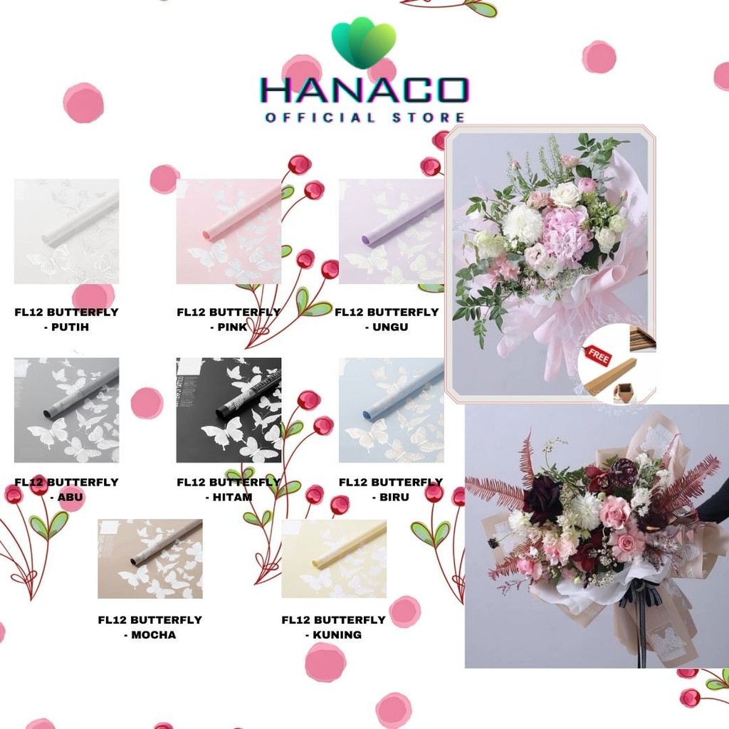

HANACO - (5 LEMBAR) - FL12 BUTTERFLY DANCE Kertas Bunga Paper Buket Motif Kupu-kupu Modern Florist Cellophane