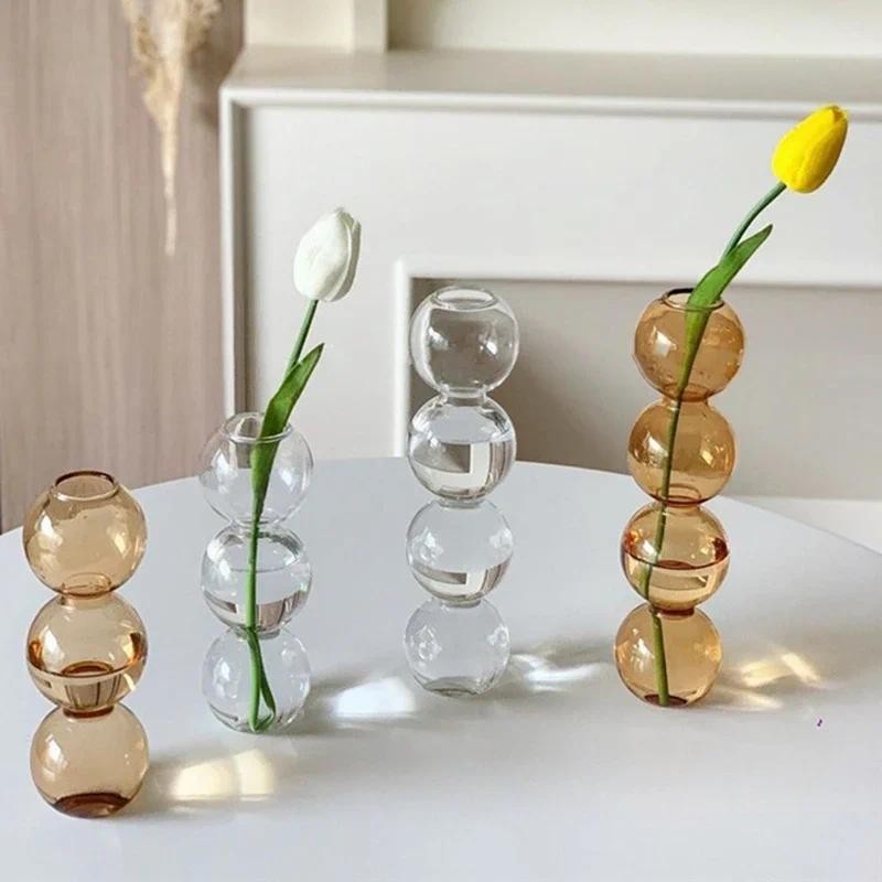 Transparent Bubble Glass Vase Crystal Ball Flower Vases Hydroponic Ball Art Flower Ware Tabletop Gla