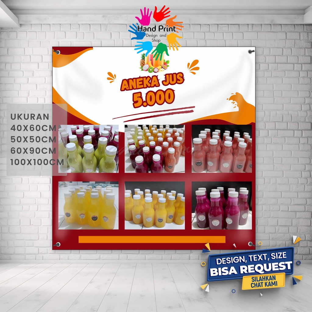 Spanduk Banner Aneka Jus Buah Merah MMT Spanduk Custom 100x100