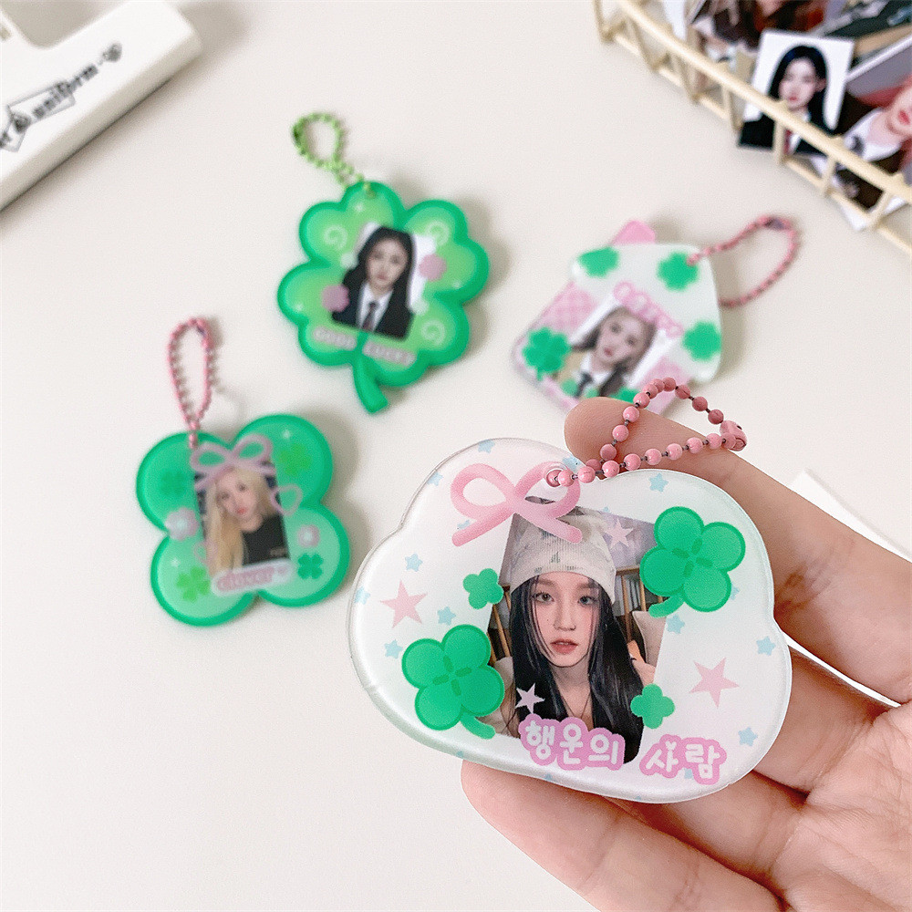 

Acrylic Lucky Blessings Kpop Photocard Holder Keychain Photo Card Holder 1.5x1 Inch ID Badge Holder Bus Credit Bank Card Decor