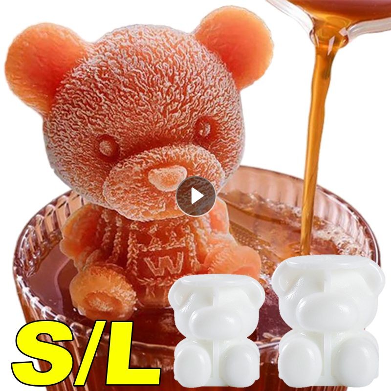 3D Ice Maker Little Teddy Bear Shape Chocolate Cake Mould Tray Ice Cream Whiskey Wine Cocktail Silic