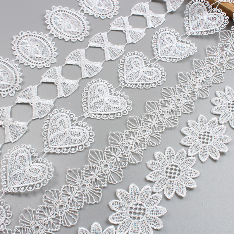 

2Yards/Lot Soluble White Handmade Lace Ribbon Embroidered Bow Tassel lace trims For Clothing Dress Curtain Sofa table Decoration