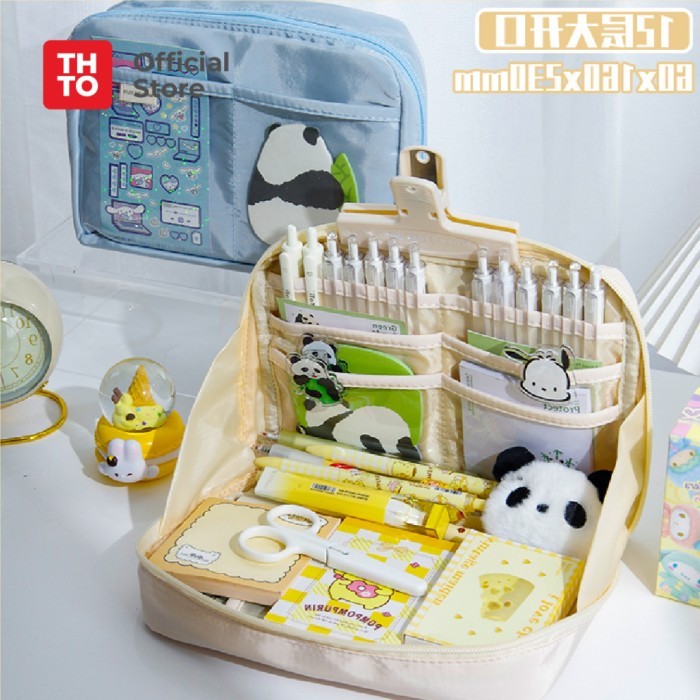 

[New]Promo THTO 12 Layer Tas Tempat Pensil Case Pouch Anak Kapasitas Besar A020 - Putih