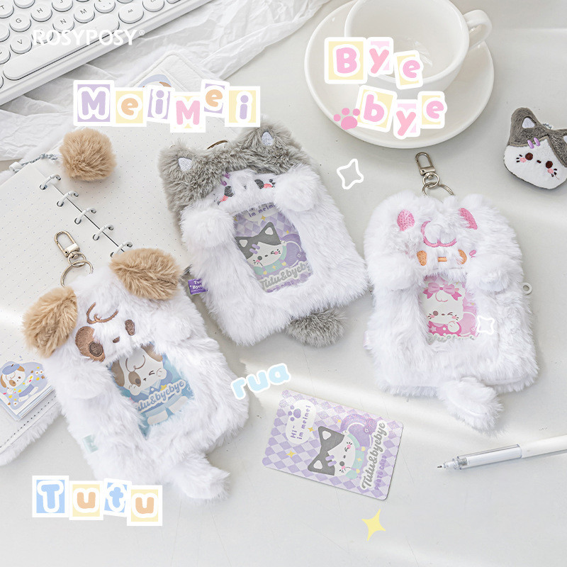 

3Style Plush Card Holder Cute Student ID Card Cover Polaroid Protective Case Idol Goo Card Korean Store Stationery