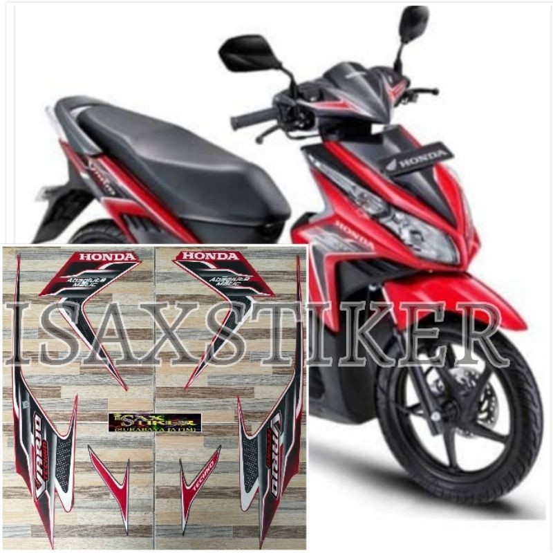 striping original Honda Vario 110 Techno  merah tahun 2010 2011