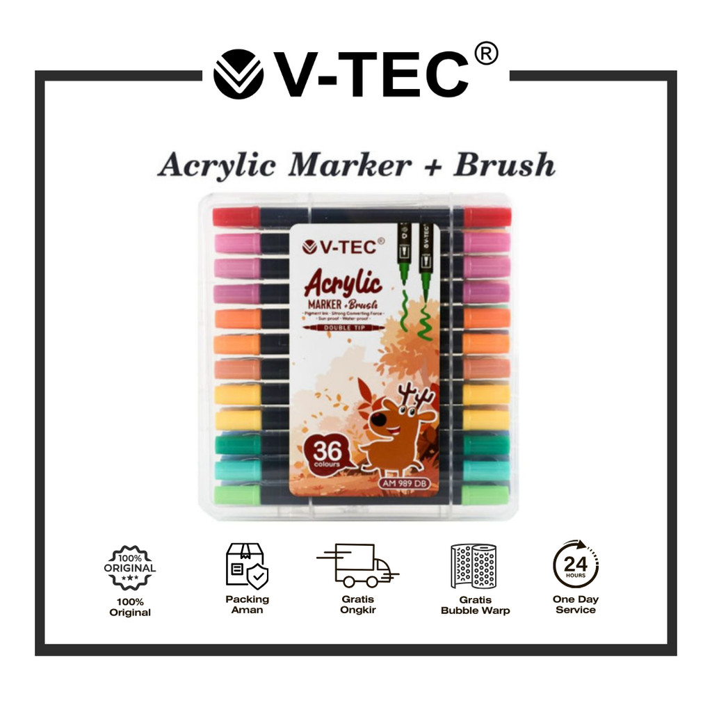 

V TEC ACRYLIC MARKER BRUSH AM 989 DB 12 / 24 / 36 COLOUR